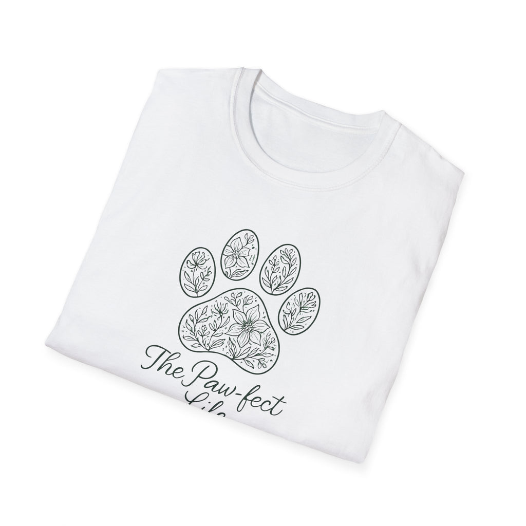 Paw-fect Life T-Shirt — Floral Paw Print Tee for Dog & Cat Lovers