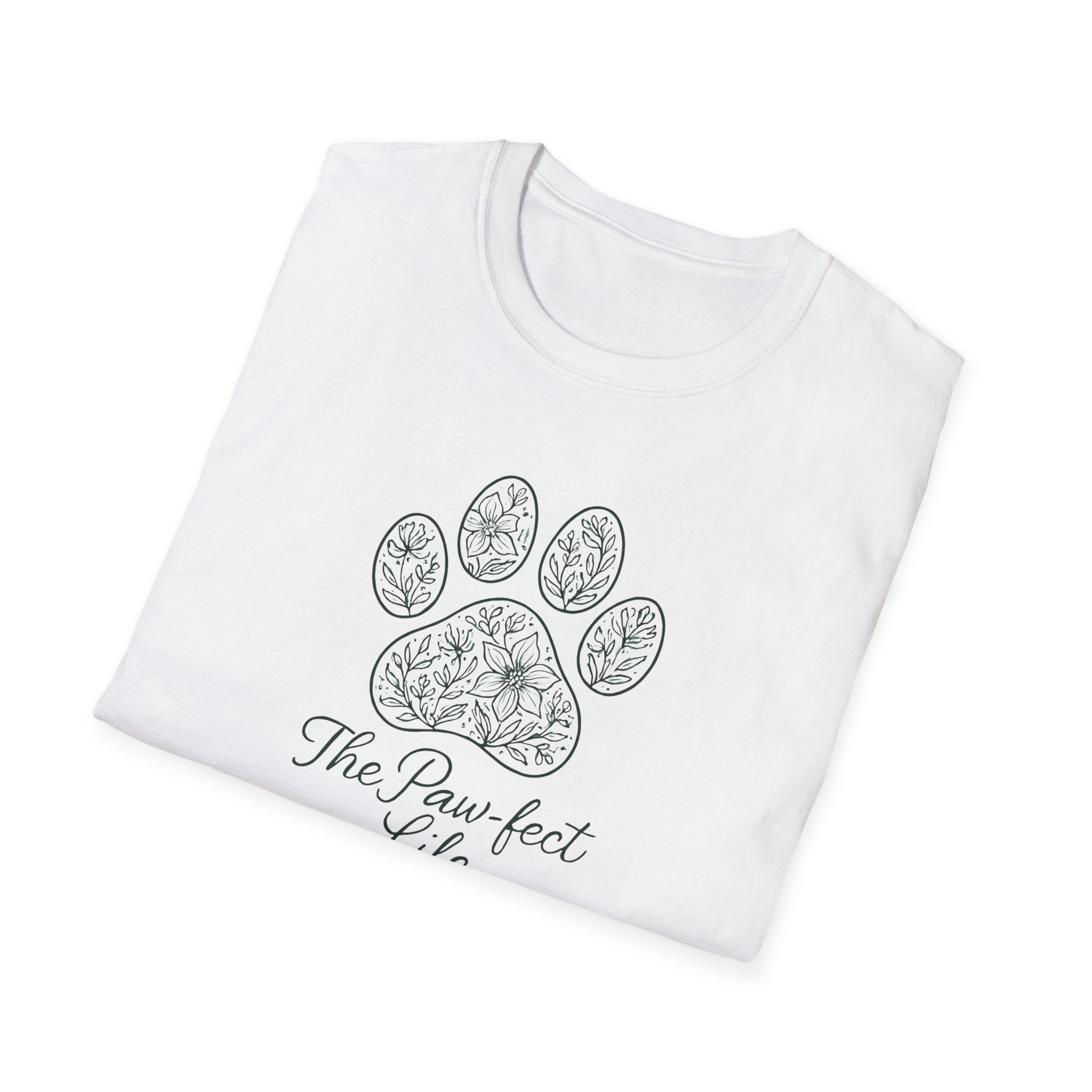 Paw-fect Life T-Shirt — Floral Paw Print Tee for Dog & Cat Lovers