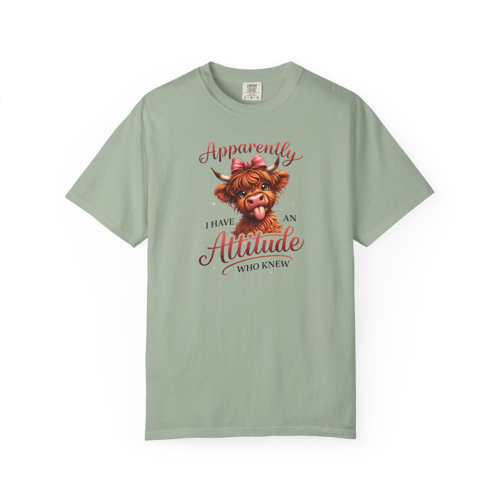 Attitude Highland Cow T-Shirt — "Apparently I Have an Attitude" Cute Cow Graphic Tee