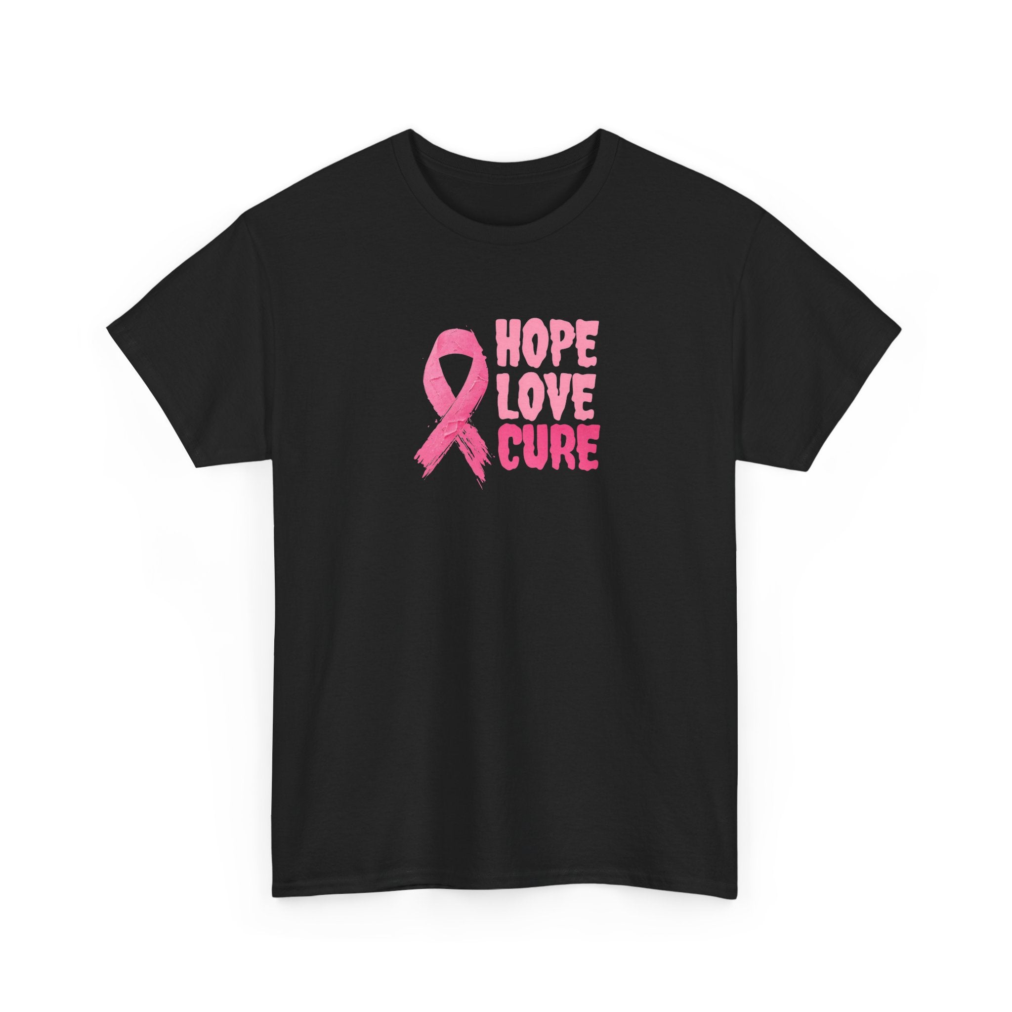 Breast Cancer Awareness Tee — Pink Ribbon "Hope Love Cure"