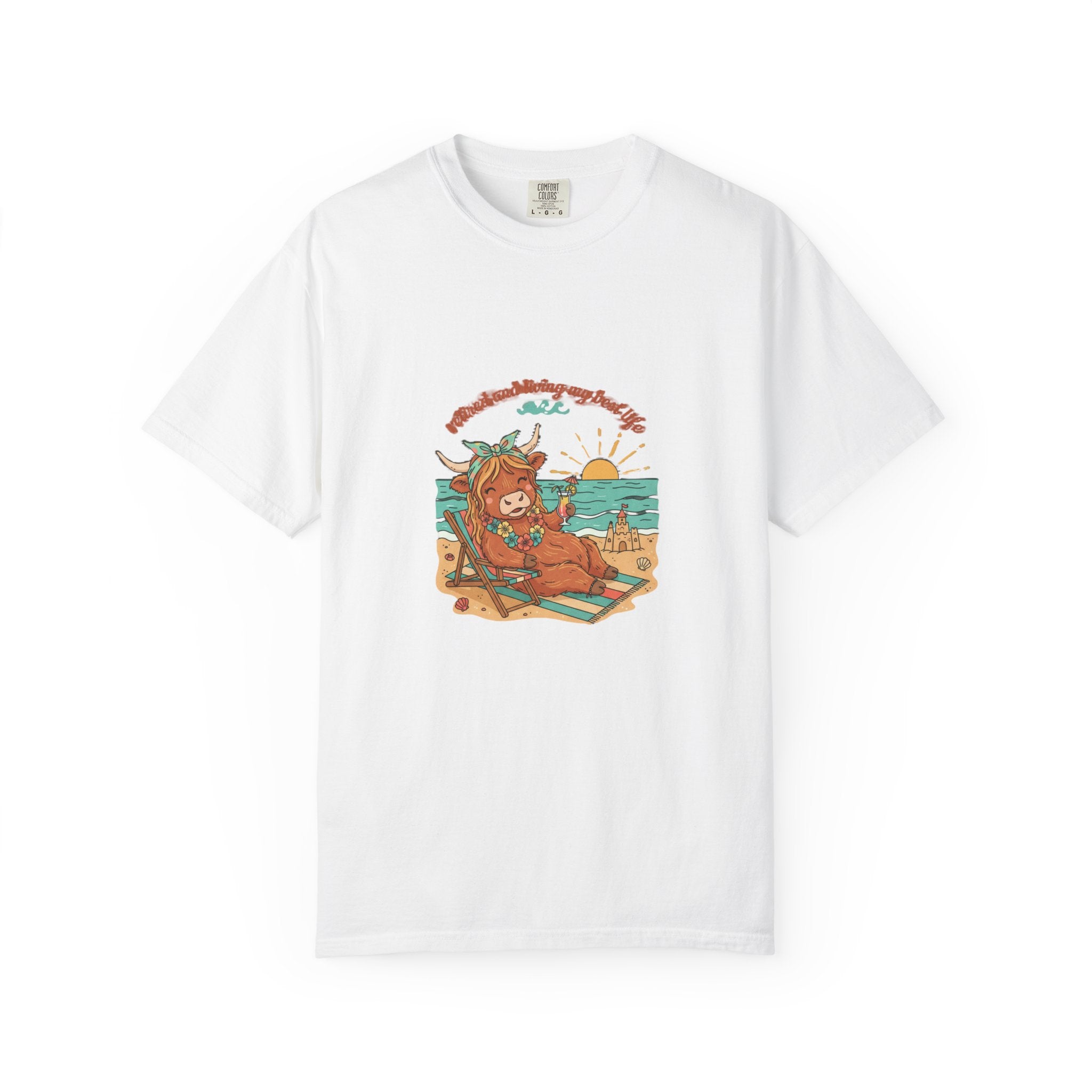 Retired Highland Cow at the Beach T-shirt