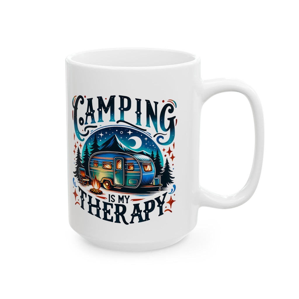 Camping Mug – 'Camp More, Worry Less' Ceramic Coffee Mug (11oz & 15oz)