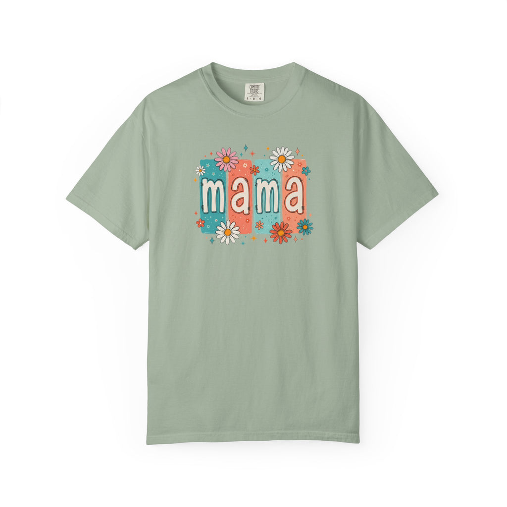 Mama Floral Tee — Retro Block Letter Mother's Day T-Shirt