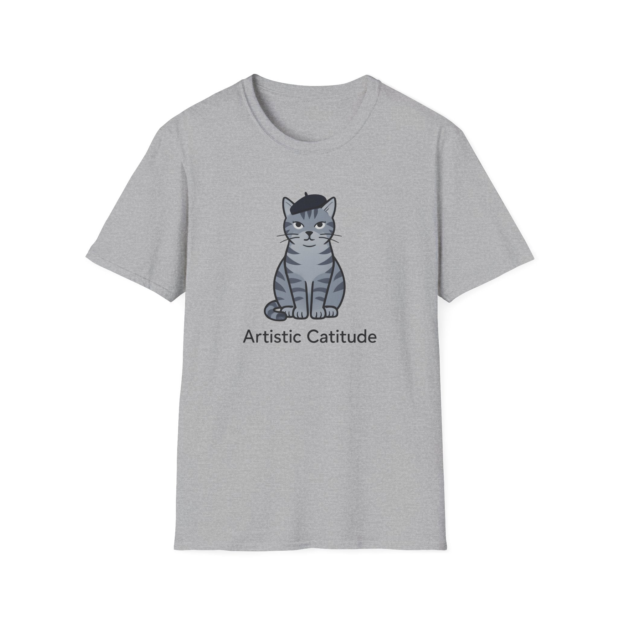 Artistic Catitude T-Shirt — Cute Gray Tabby Cat Graphic Tee