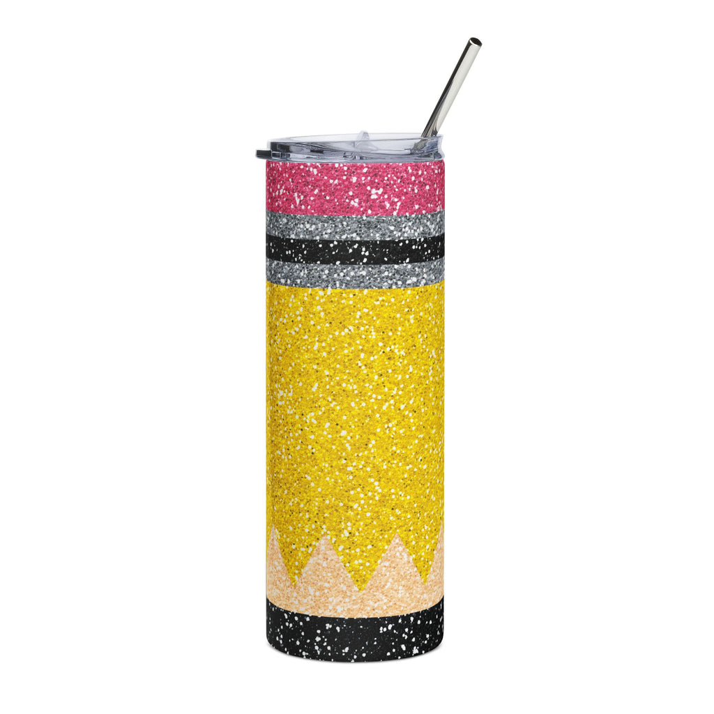20oz Pencil Glitter Stainless Steel Tumbler Teacher Gift