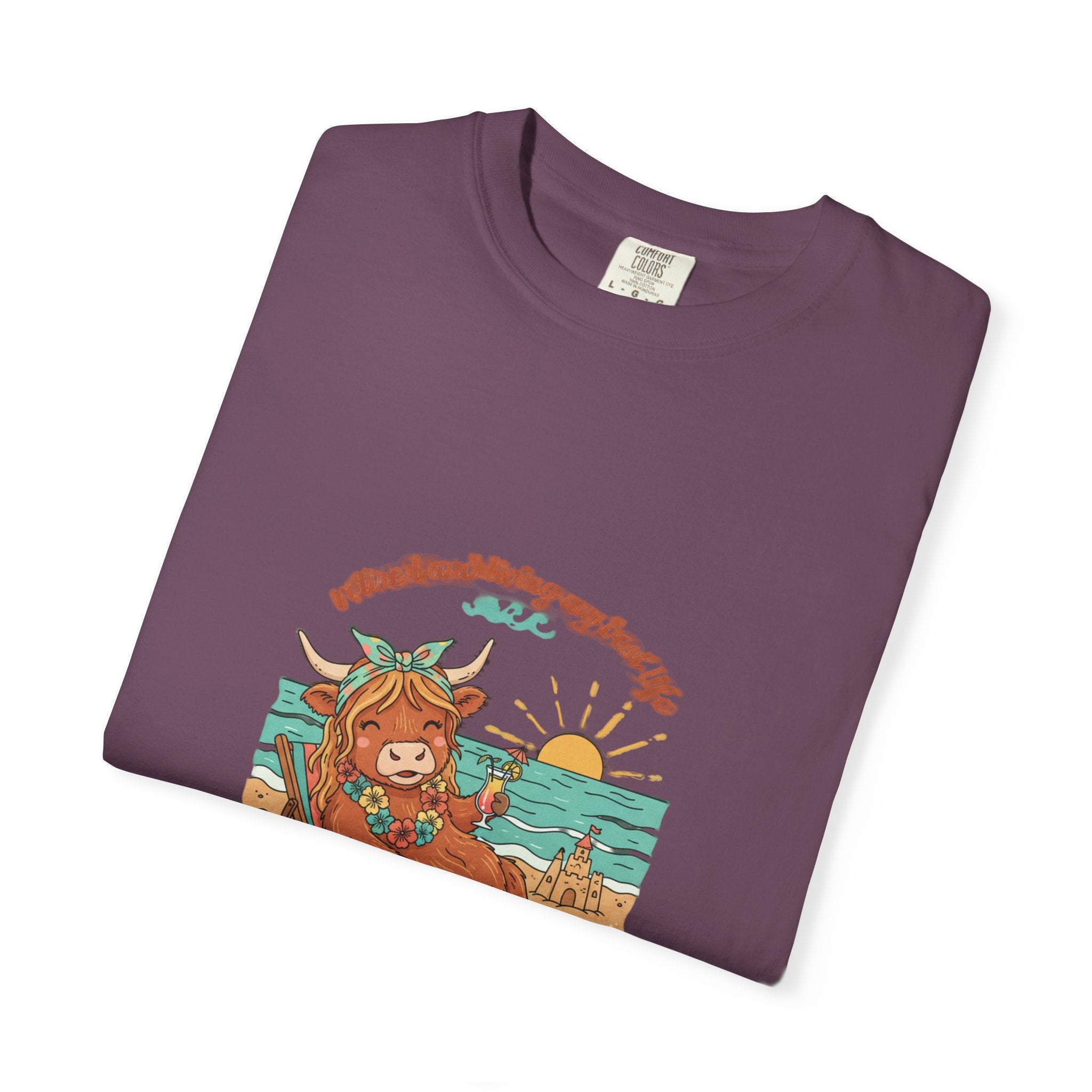 Retired Highland Cow at the Beach T-shirt