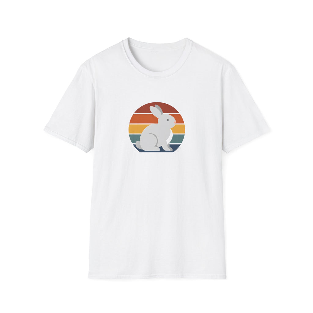 Retro Sunset Bunny T-Shirt — Cute Rabbit Vintage Stripe Tee