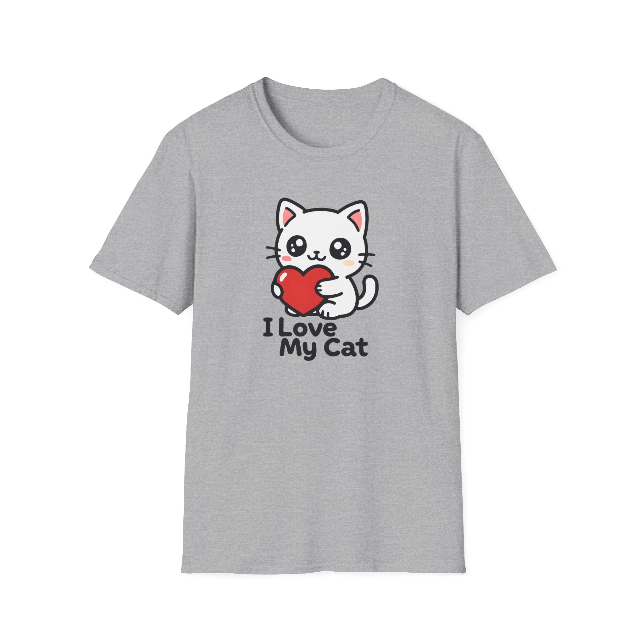 I Love My Cat Cute Cartoon Tee - Cat Lover Heart T-Shirt
