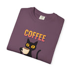 Coffee Cat T-Shirt — Cute Black Cat Holding Coffee Graphic Tee