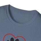 Dog Lover T-Shirt — “The Best Things in Life Are Furry” Paw Heart Tee