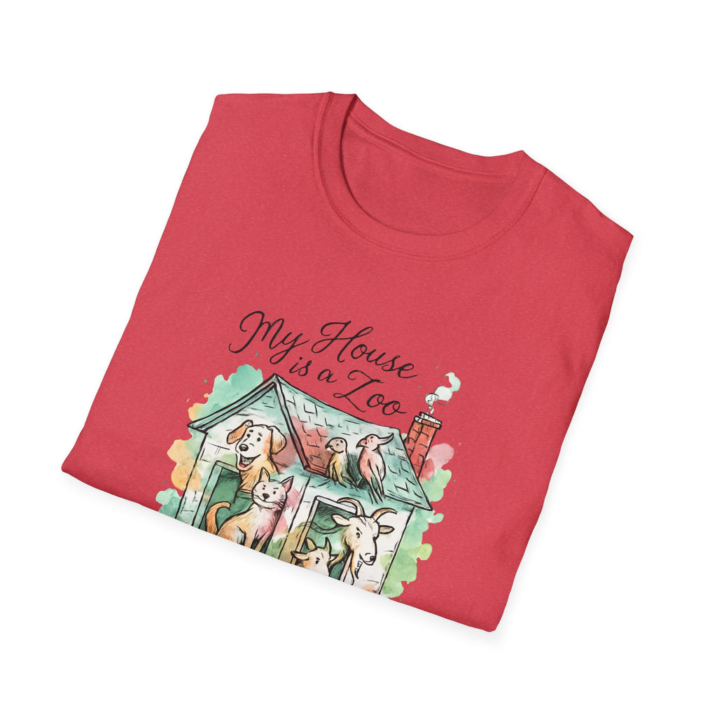 Dog House Watercolor T-Shirt — "My House is a Zoo" Cute Pet Lover Tee