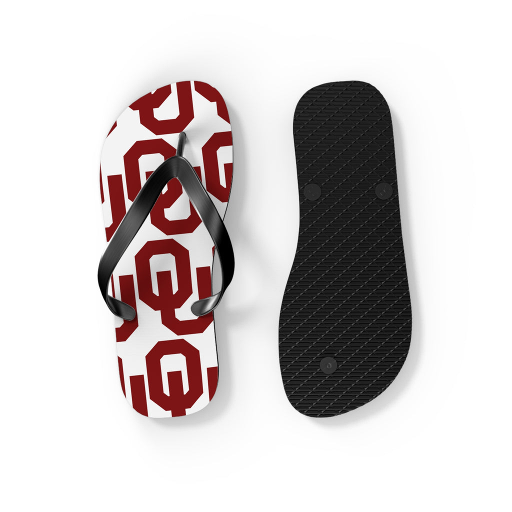 OU Crimson Logo Flip Flops — College Pride Beach Sandals