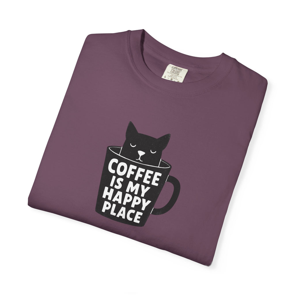 Coffee Is My Happy Place T-Shirt — Cat & Coffee Graphic Tee