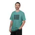Teacher Repeat Graphic T-Shirt — Retro Stacked "Teacher" Tee