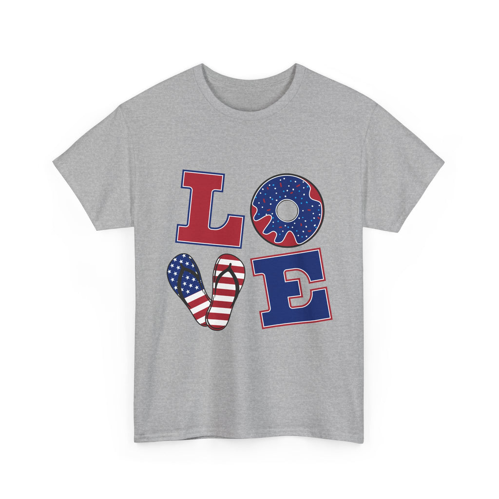 Patriotic LOVE Tee - USA Flag Donut Graphic