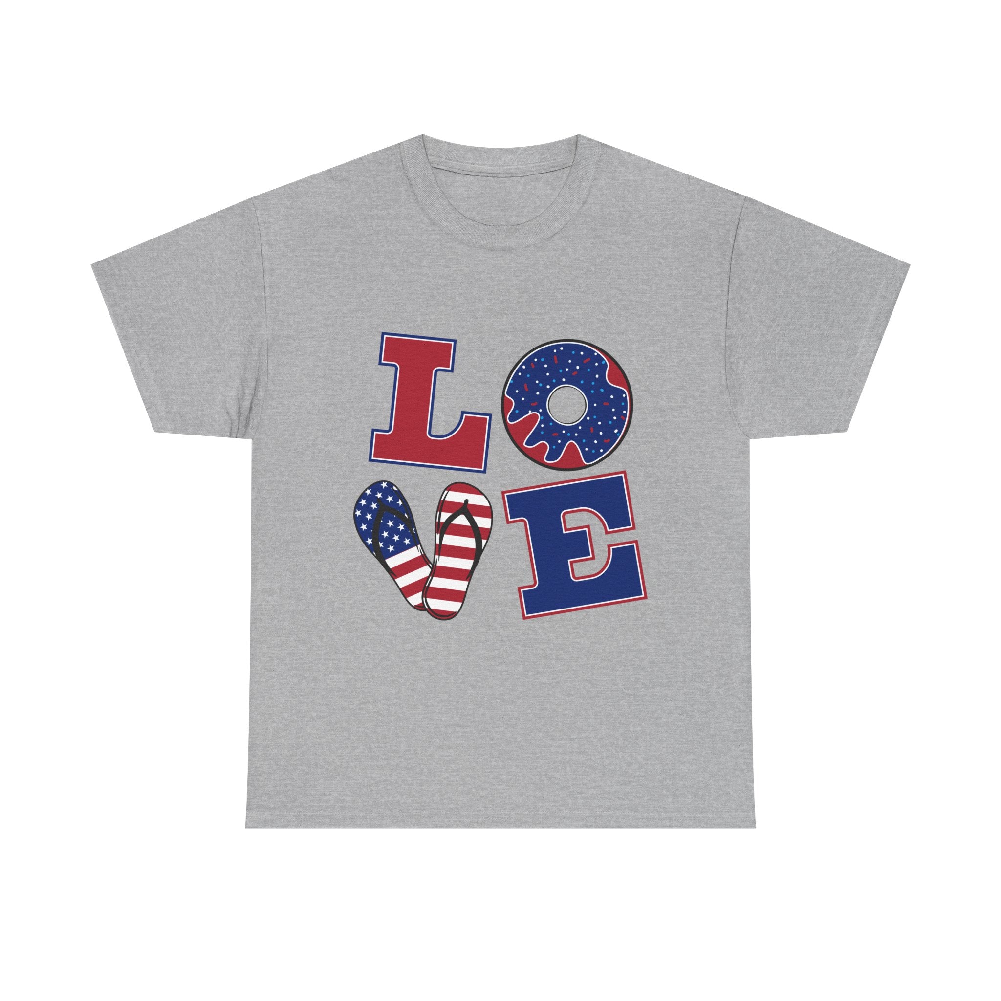 Patriotic LOVE Tee - USA Flag Donut Graphic