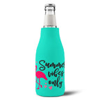 "Summer Vibes Only" Flamingo Zip-Up Can Koozie