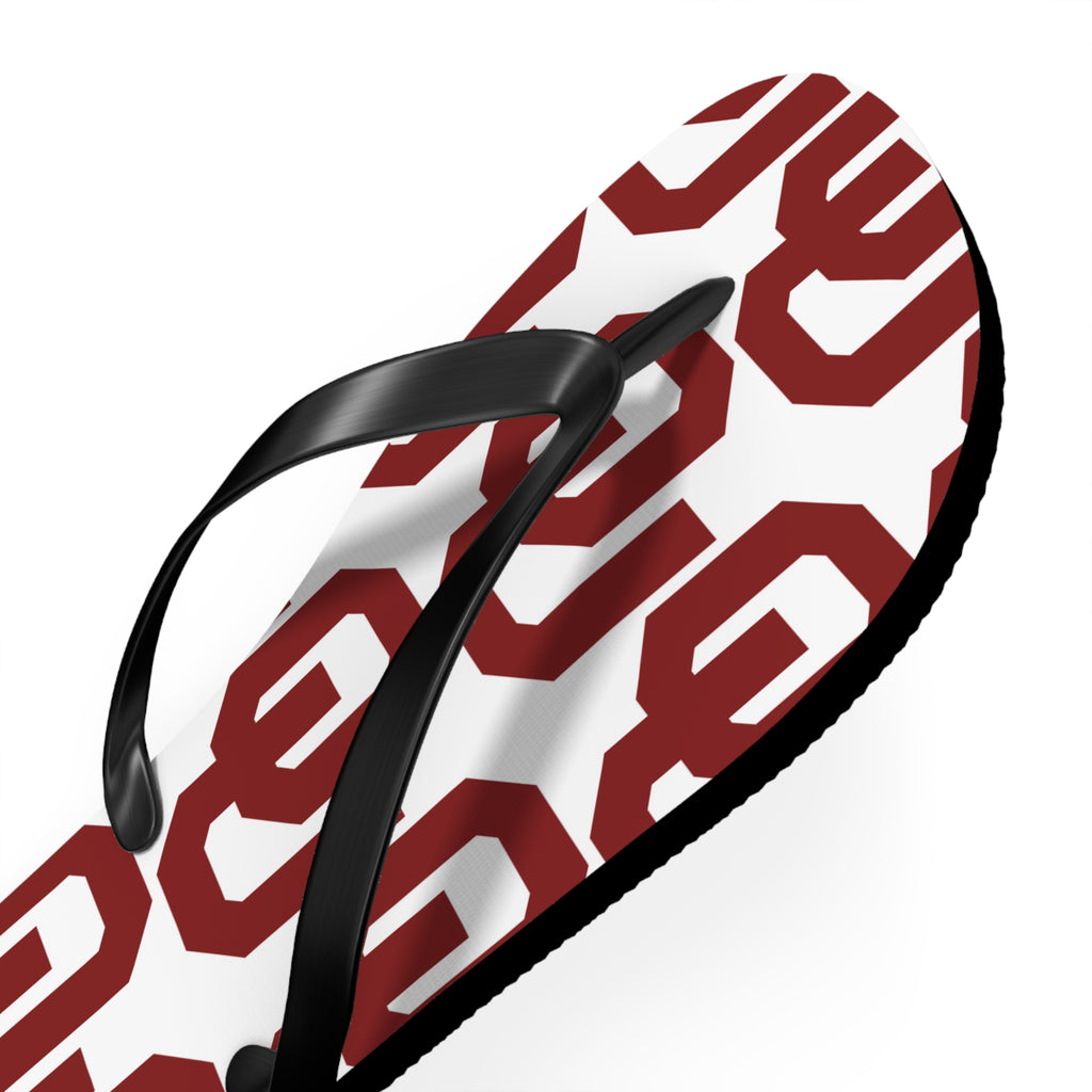OU Crimson Logo Flip Flops — College Pride Beach Sandals
