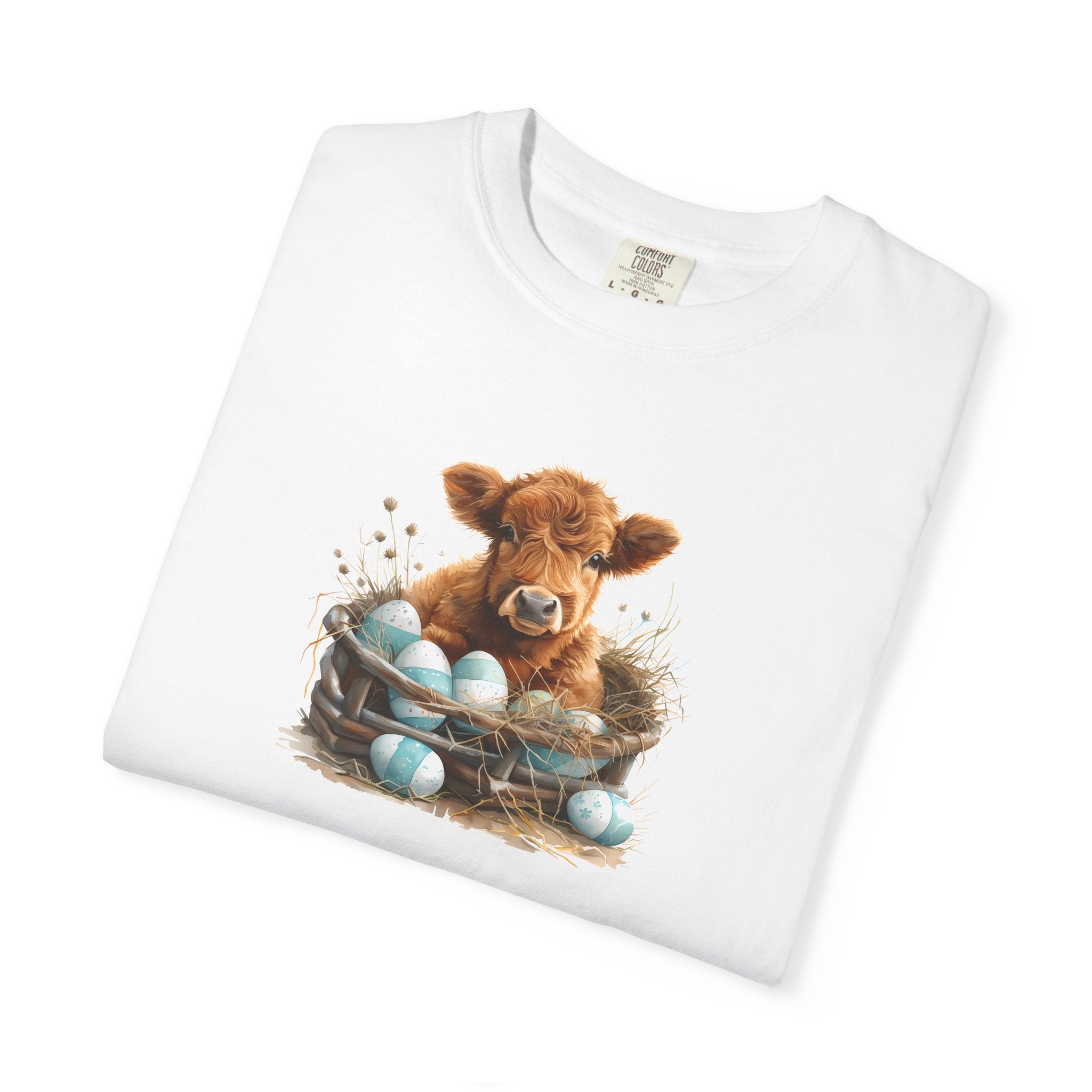 Easter Highland Cow Calf in Basket T-Shirt