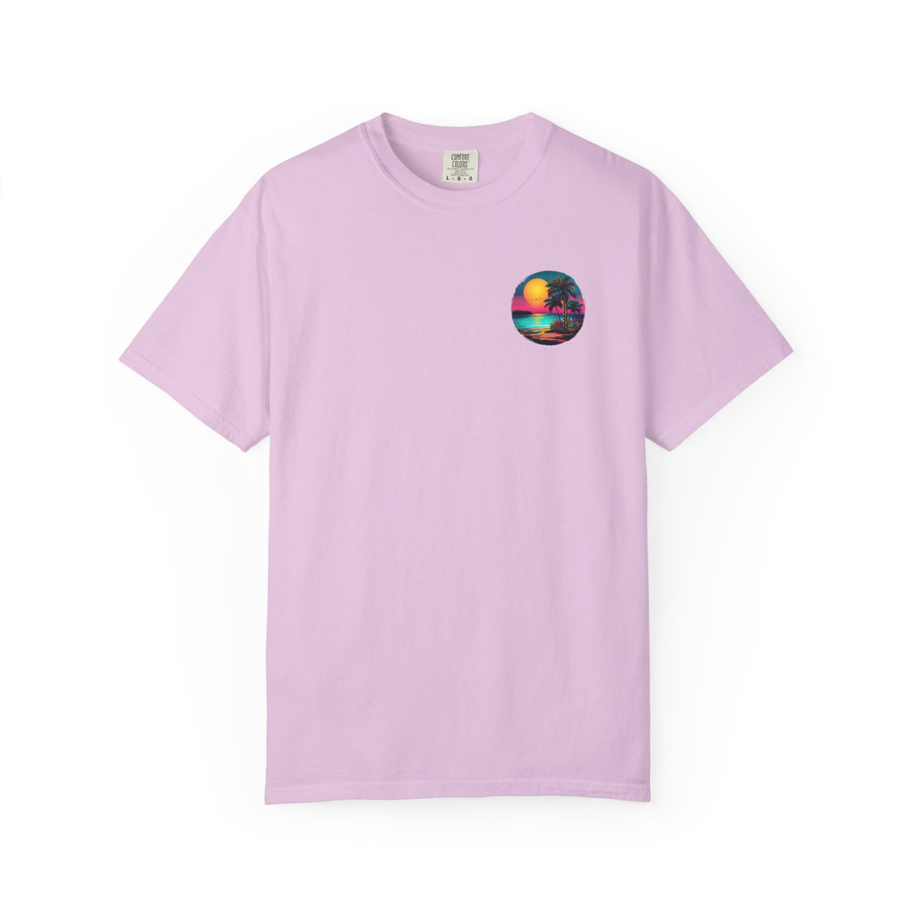 Sunset Sand T-Shirt — Palm Tree Beach Graphic Tee