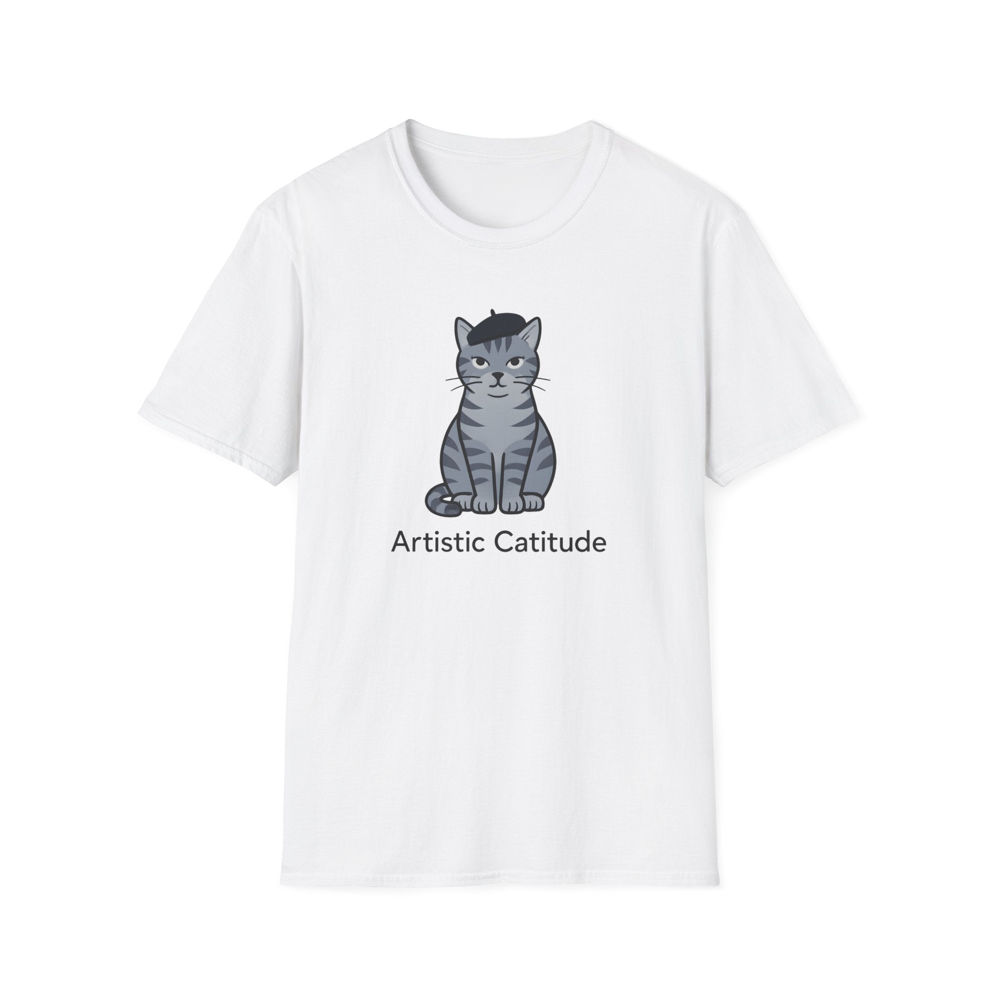 Artistic Catitude T-Shirt — Cute Gray Tabby Cat Graphic Tee