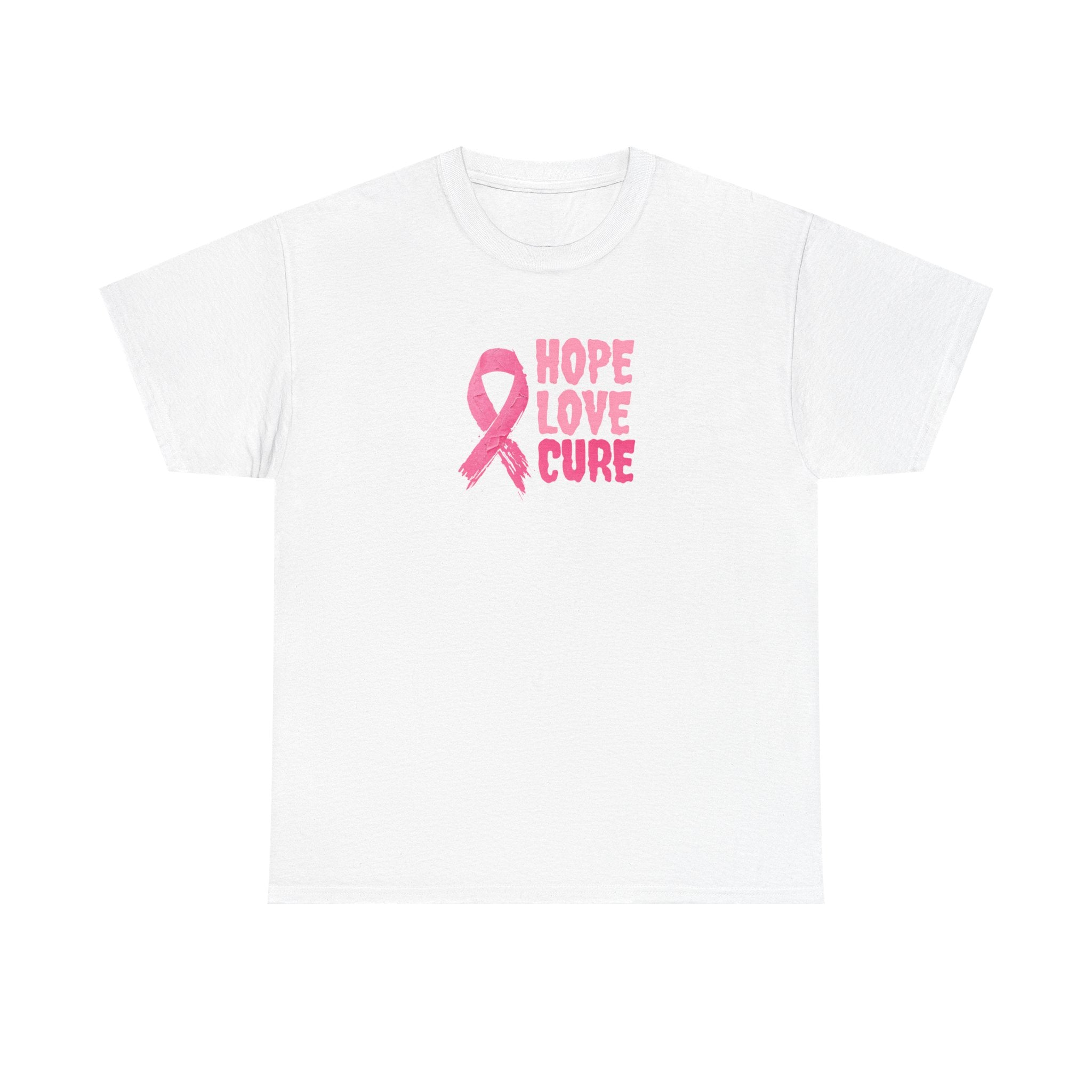 Breast Cancer Awareness Tee — Pink Ribbon "Hope Love Cure"