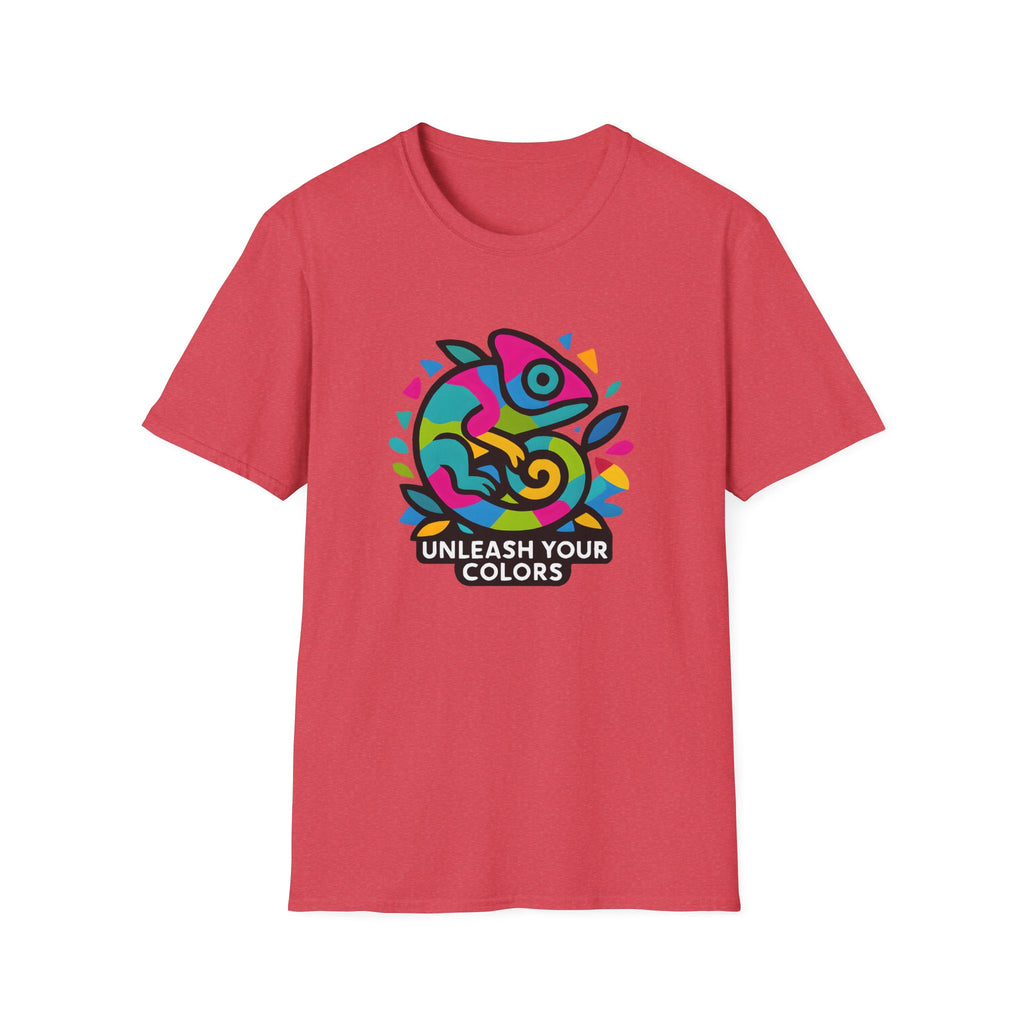 Unisex T-Shirt — 'Unleash Your Colors' Rainbow Chameleon Graphic Tee