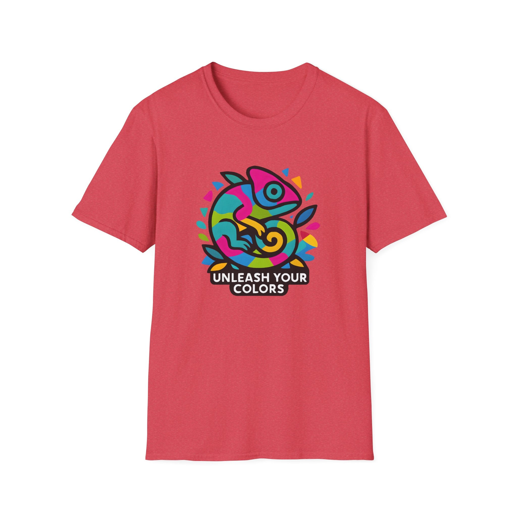 Unisex T-Shirt — 'Unleash Your Colors' Rainbow Chameleon Graphic Tee