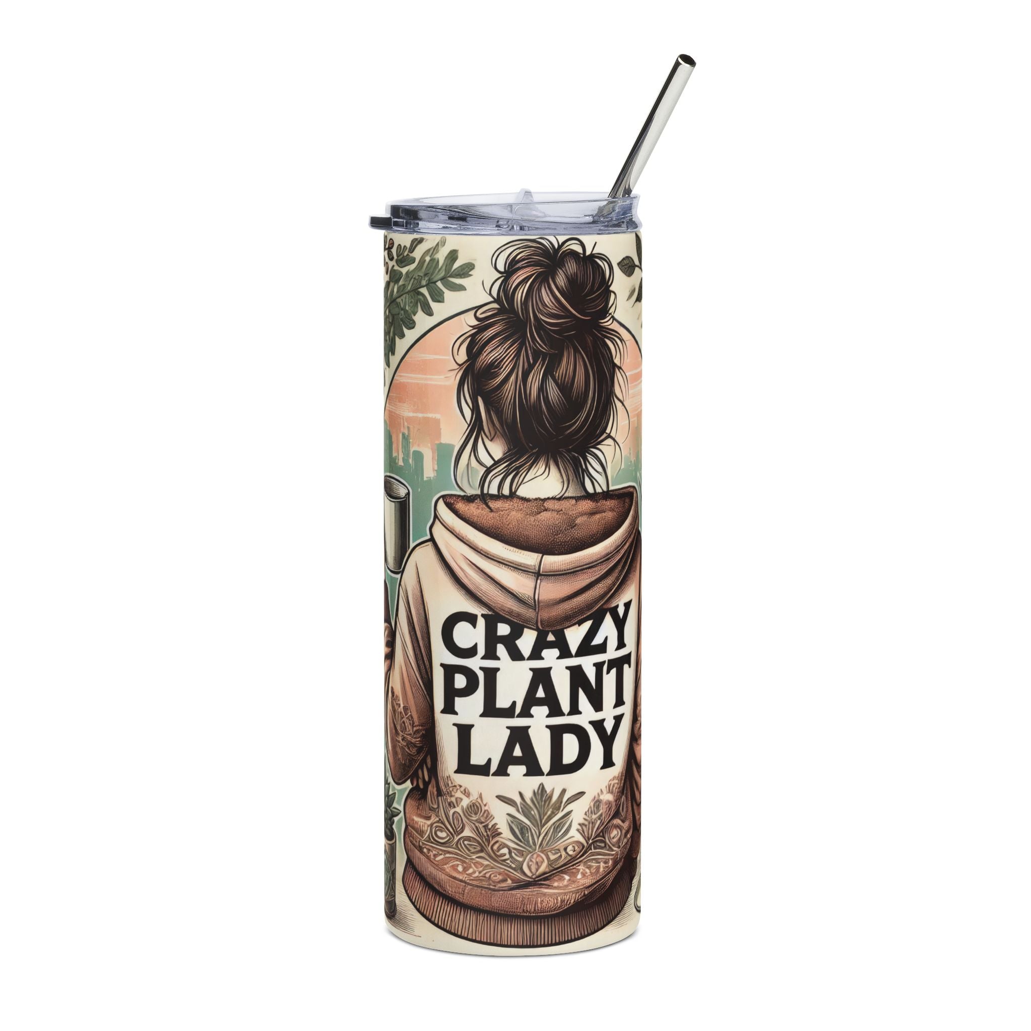 Crazy Plant Lady 20oz Stainless Steel Tumbler — Floral Succulent Travel Mug
