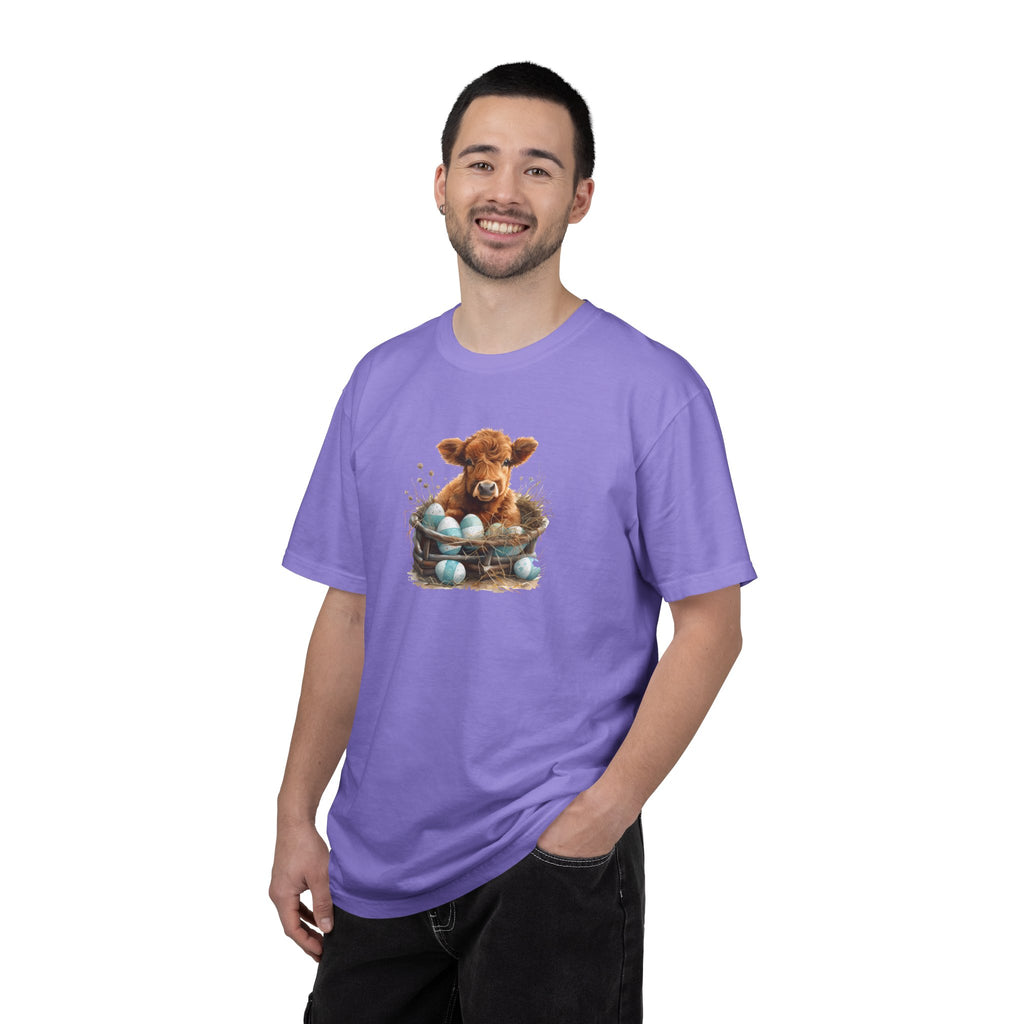 Easter Highland Cow Calf in Basket T-Shirt