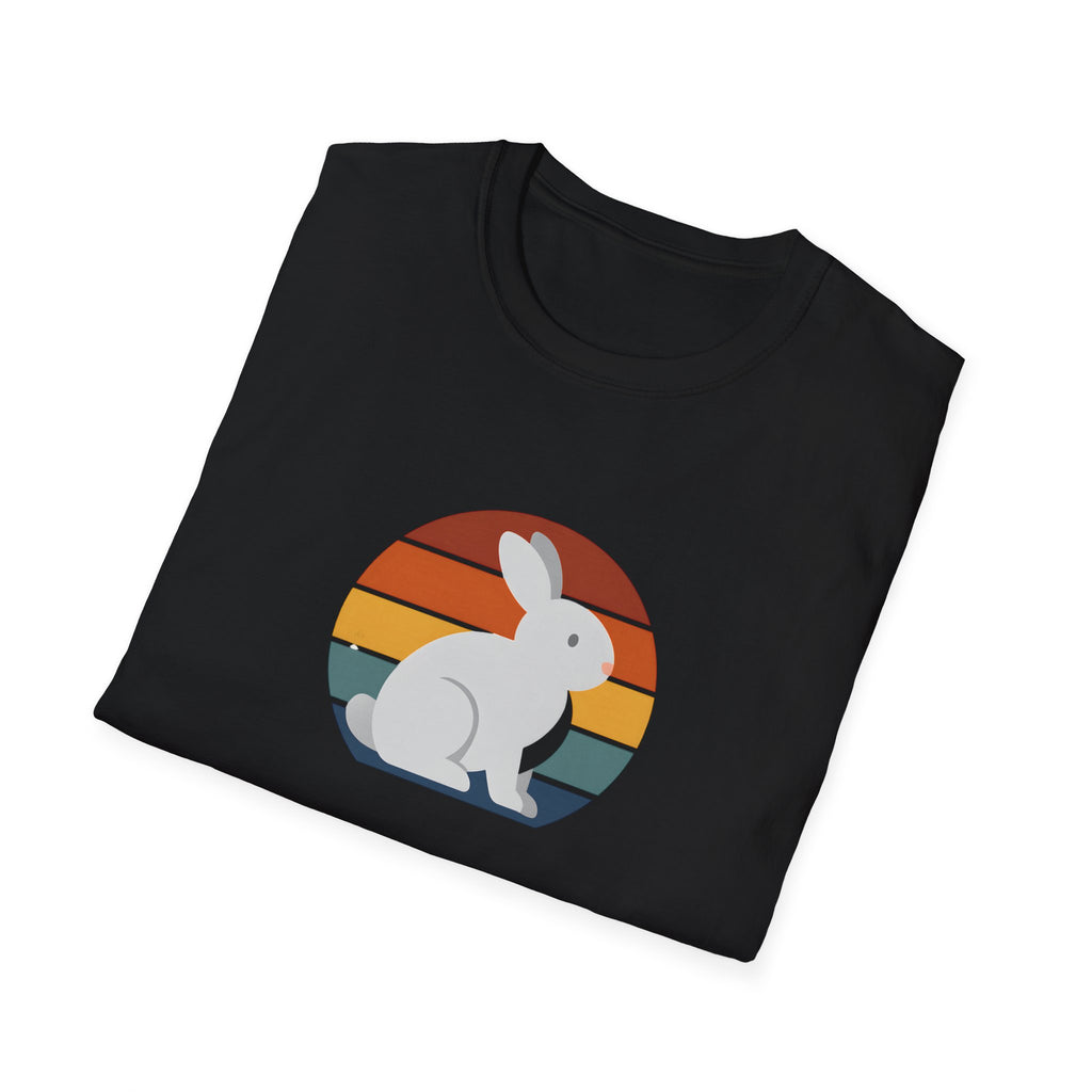 Retro Sunset Bunny T-Shirt — Cute Rabbit Vintage Stripe Tee