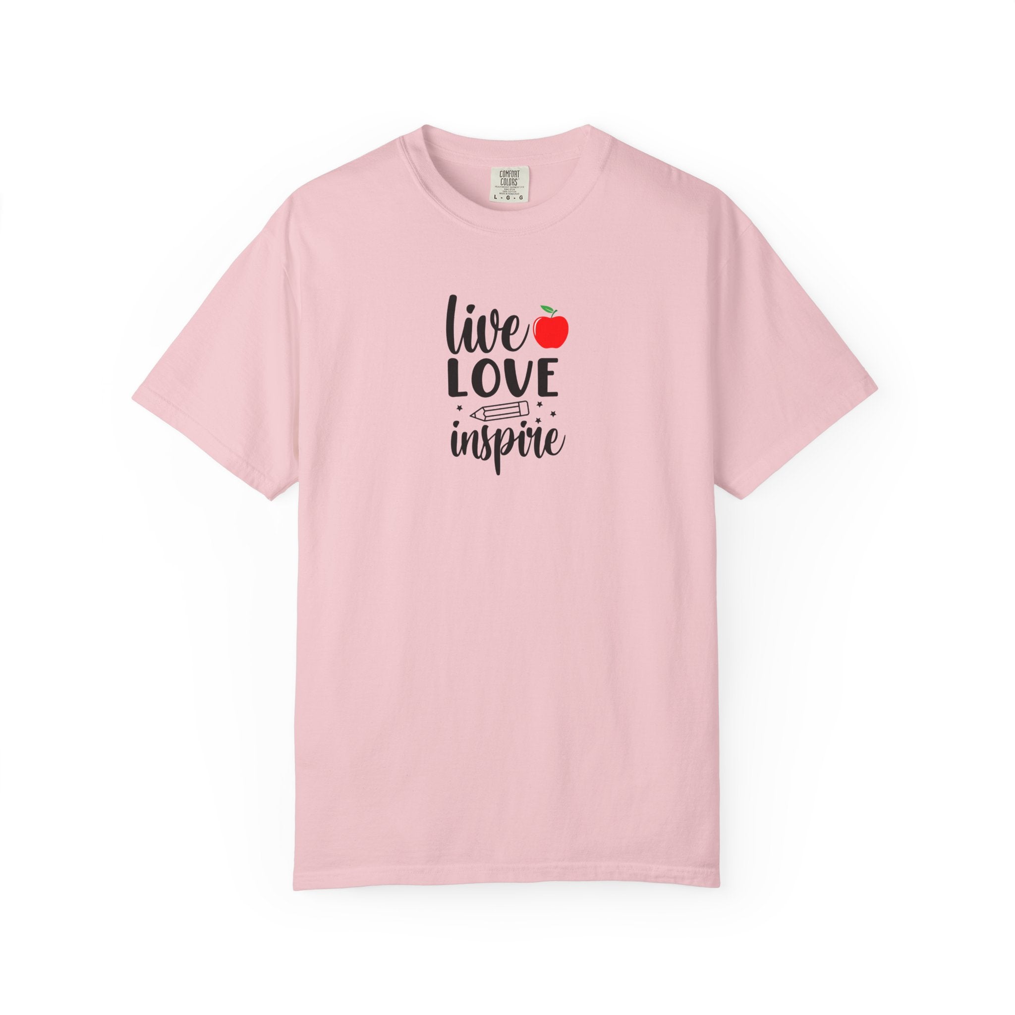 Live Love Inspire T-Shirt — Teacher Appreciation Apple Graphic Tee