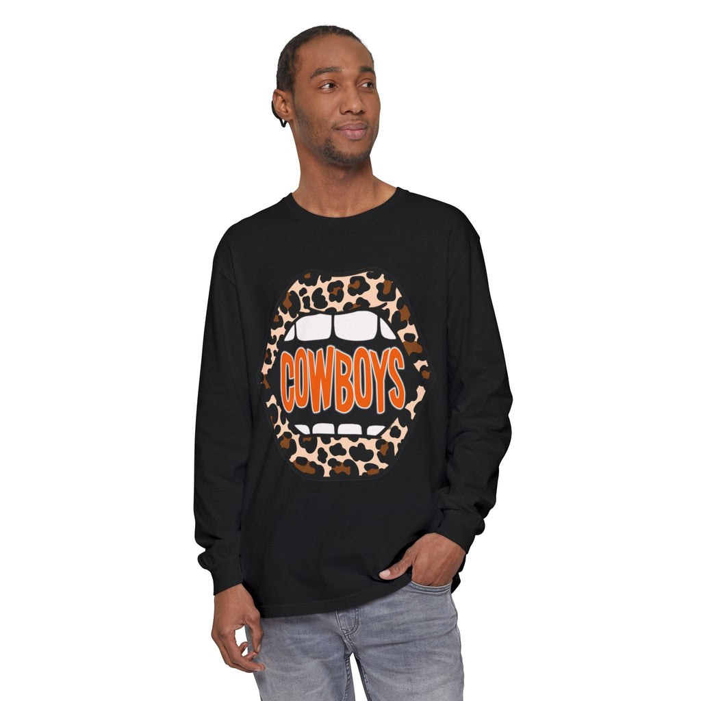 Cowboys Leopard Lips Long Sleeve Tee
