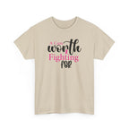 Breast Cancer Support T-Shirt — "Worth Fighting For" Pink Ribbon Tee