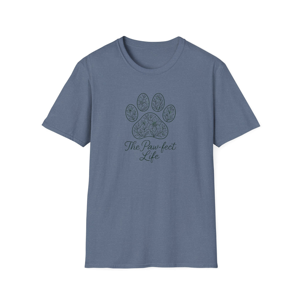 Paw-fect Life T-Shirt — Floral Paw Print Tee for Dog & Cat Lovers