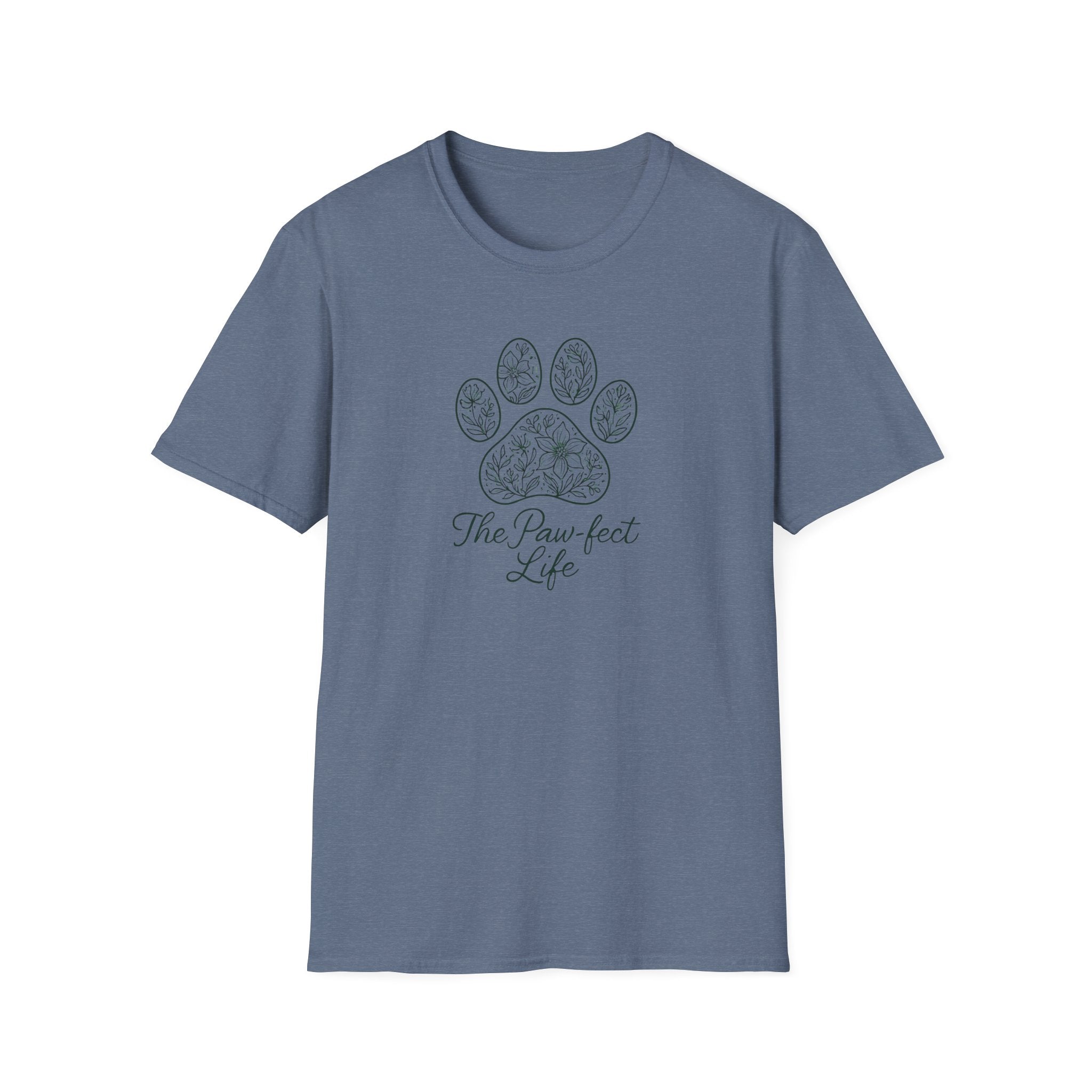 Paw-fect Life T-Shirt — Floral Paw Print Tee for Dog & Cat Lovers