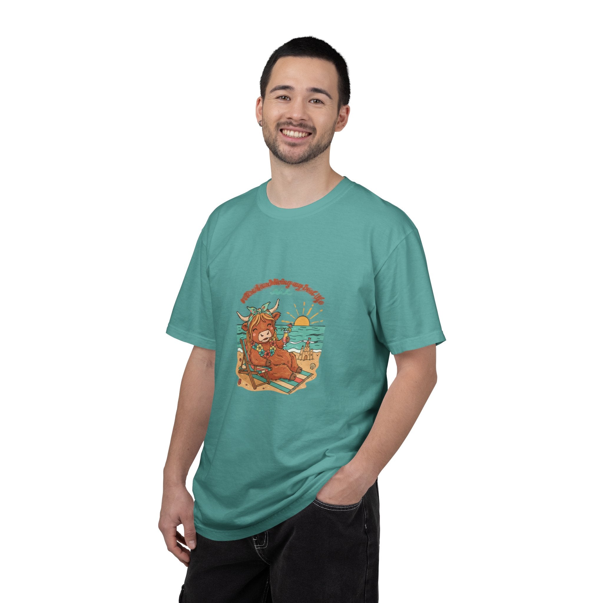 Retired Highland Cow at the Beach T-shirt