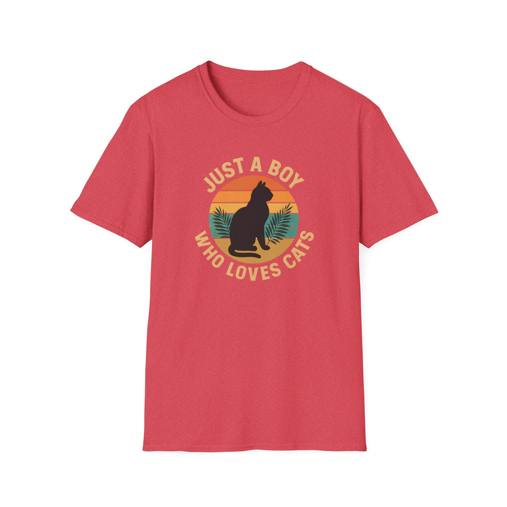 Cat Lover T‑Shirt — "Just a Boy Who Loves Cats" Vintage Sunset Tee