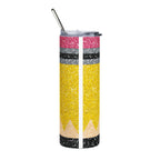 20oz Pencil Glitter Stainless Steel Tumbler Teacher Gift
