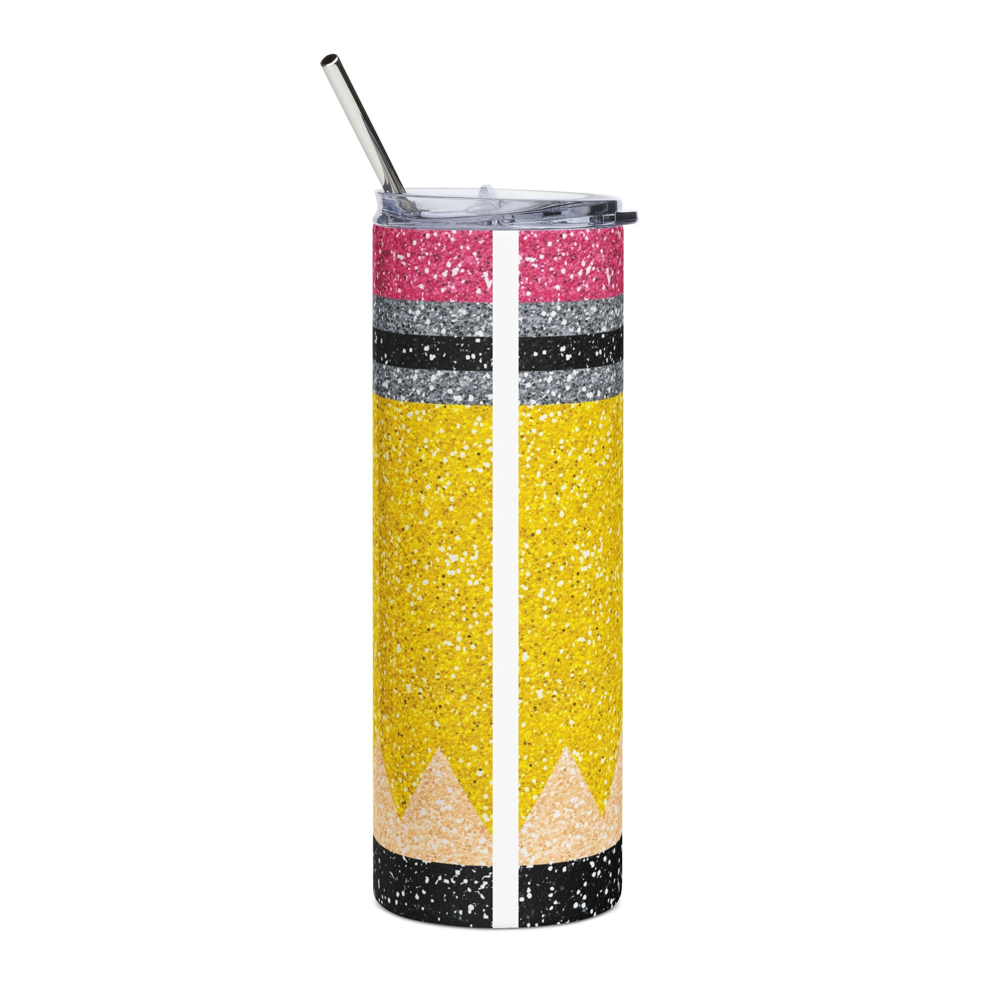 20oz Pencil Glitter Stainless Steel Tumbler Teacher Gift