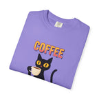 Coffee Cat T-Shirt — Cute Black Cat Holding Coffee Graphic Tee
