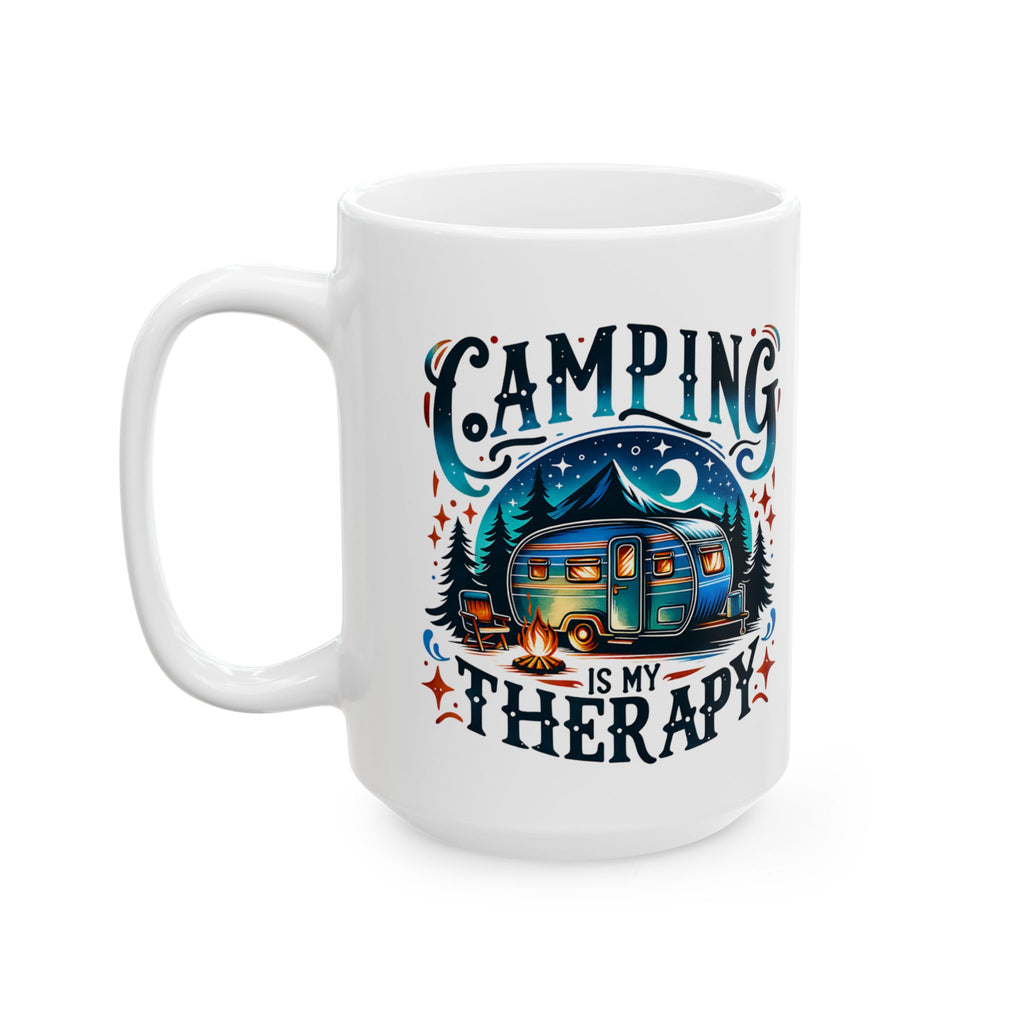 Camping Mug – 'Camp More, Worry Less' Ceramic Coffee Mug (11oz & 15oz)