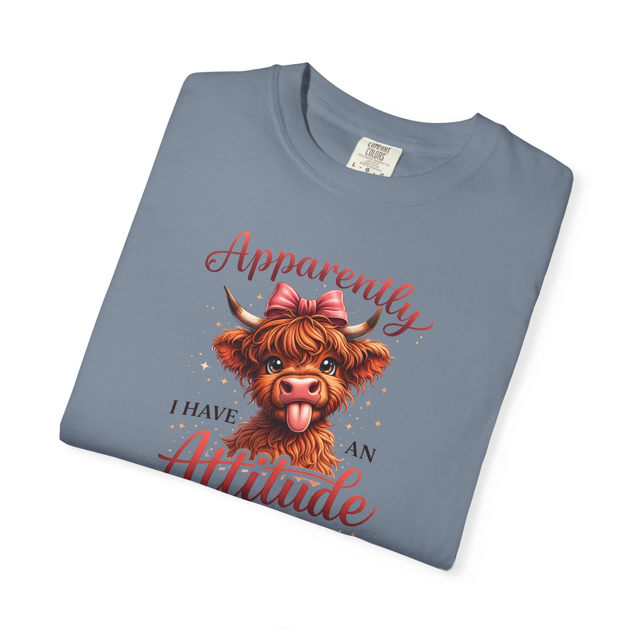 Attitude Highland Cow T-Shirt — "Apparently I Have an Attitude" Cute Cow Graphic Tee