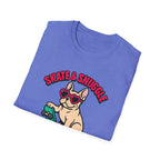 Skate & Snuggle French Bulldog T-Shirt — Cute Skateboard Dog Graphic Tee