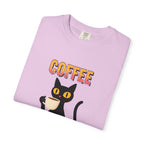 Coffee Cat T-Shirt — Cute Black Cat Holding Coffee Graphic Tee