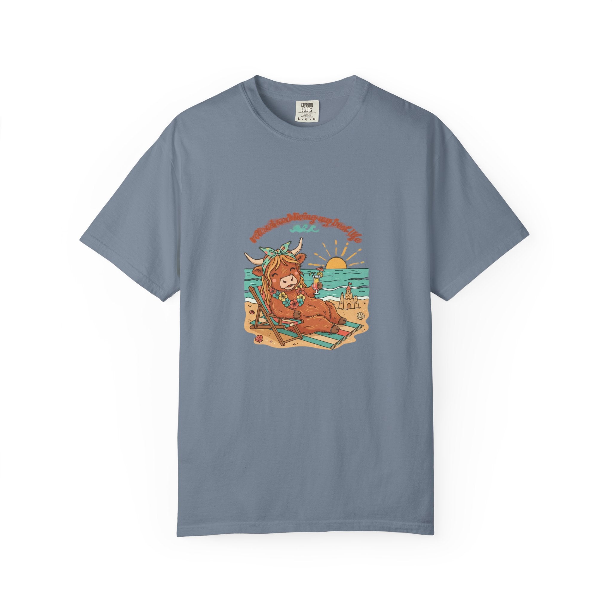 Retired Highland Cow at the Beach T-shirt