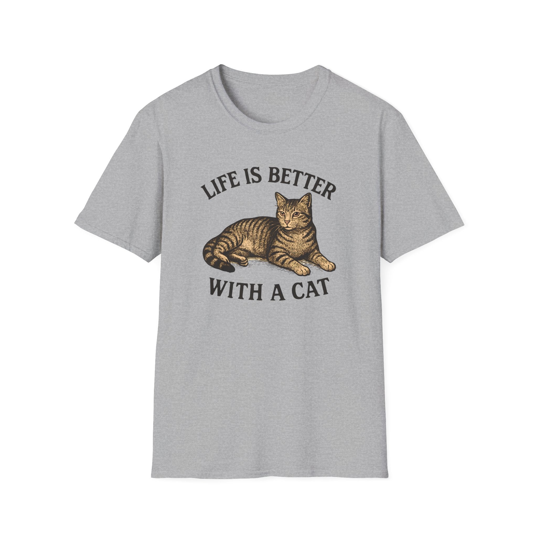 Life Is Better With a Cat T-Shirt — Vintage Tabby Cat Tee for Cat Lovers