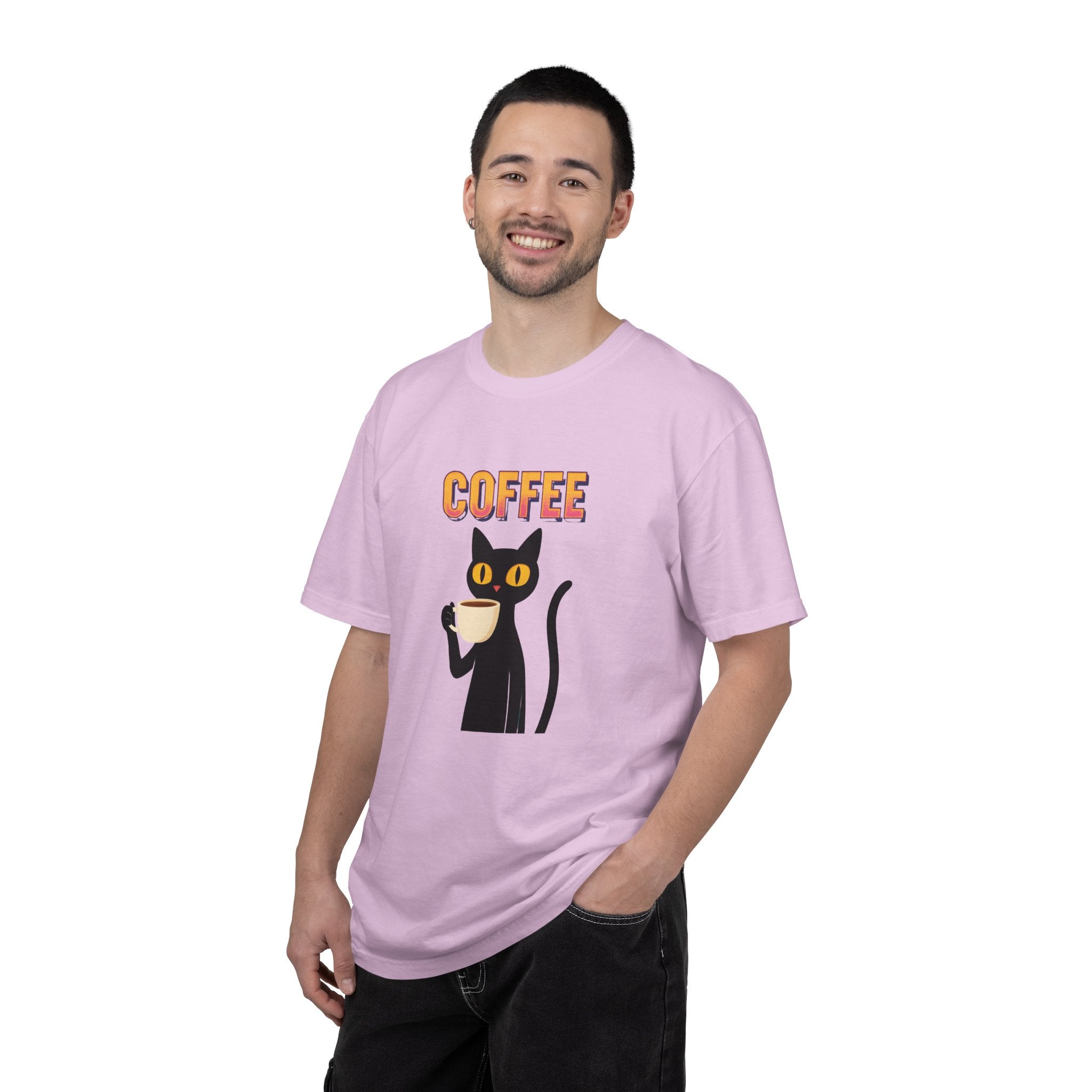 Coffee Cat T-Shirt — Cute Black Cat Holding Coffee Graphic Tee