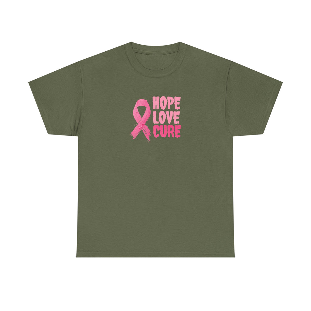 Breast Cancer Awareness Tee — Pink Ribbon "Hope Love Cure"