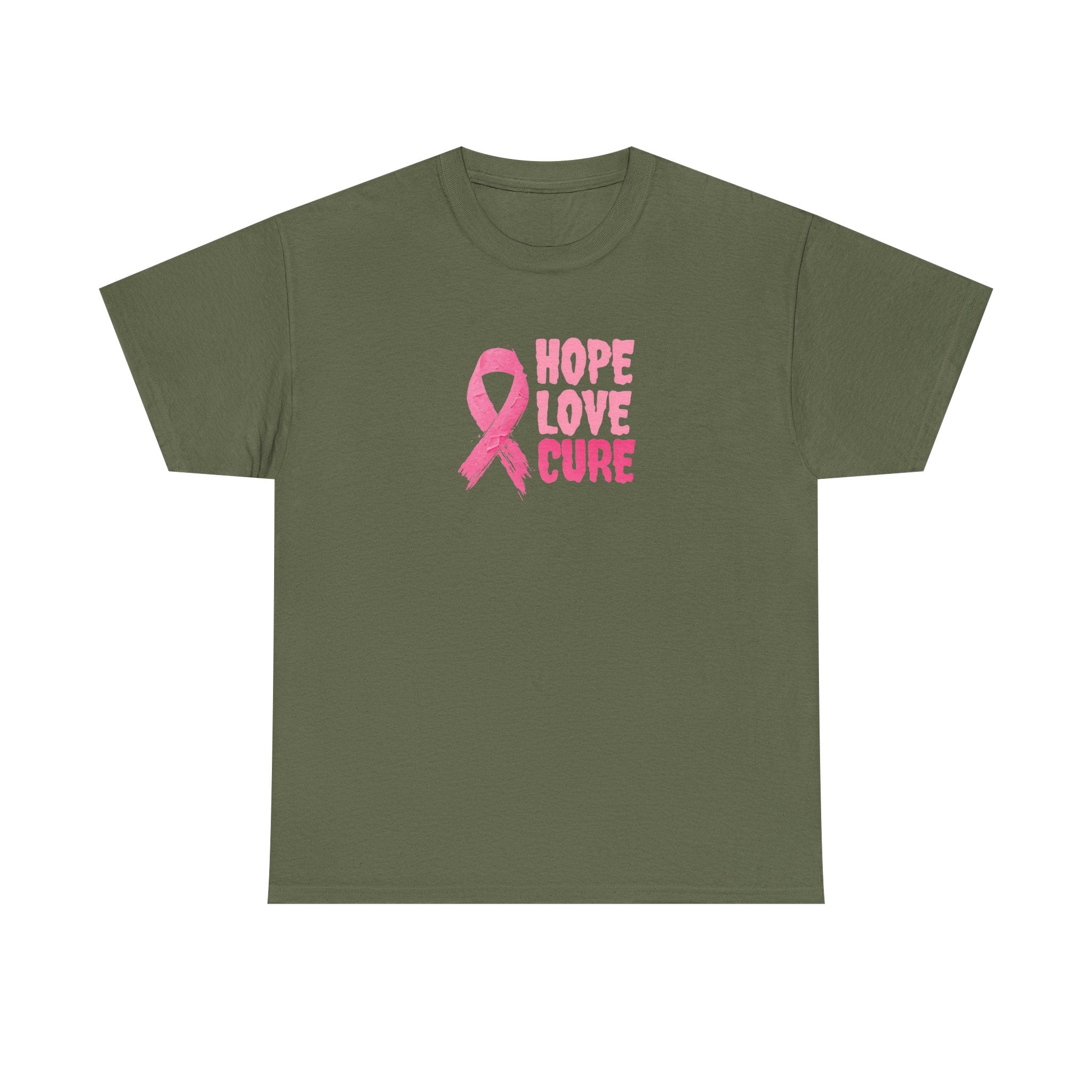 Breast Cancer Awareness Tee — Pink Ribbon "Hope Love Cure"